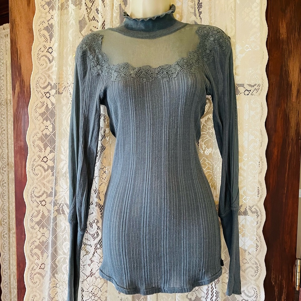 Dark green shirt sheer cut outs